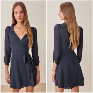 NWT Reformation Murietta Navy Wrap Dress XL fits like L